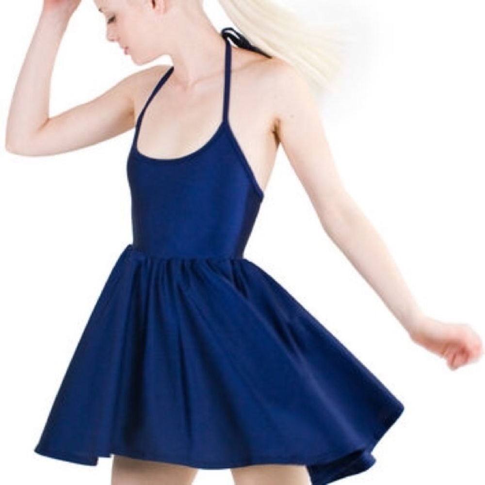 American Apparel Navy Nylon Tricot Skater Dress